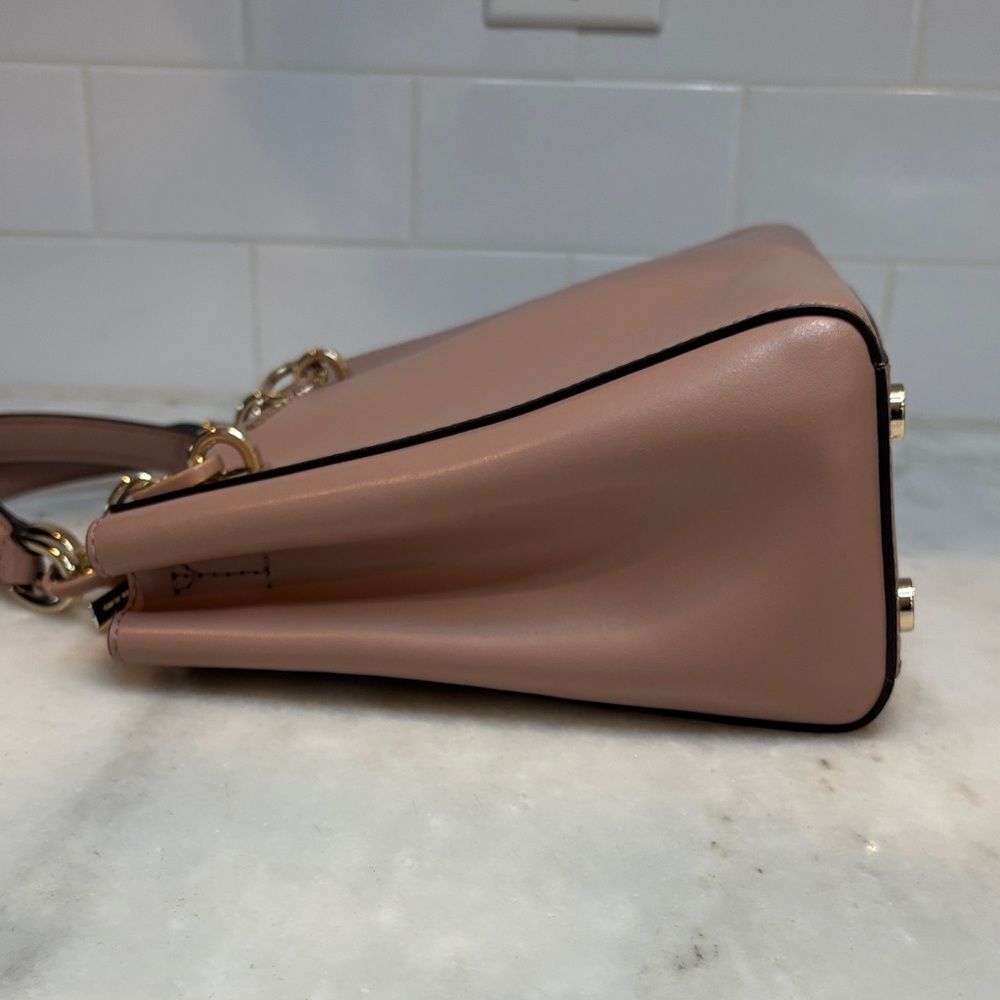 Michael Kors Bag Purse Handbag Leather Cynthia Pink Chain Satchel Pocketbook - Picture 15 of 16